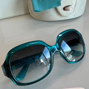 Emilio Pucci EP603S 440 Oversized Teal Sunglasses | Full Set | Made in Italy